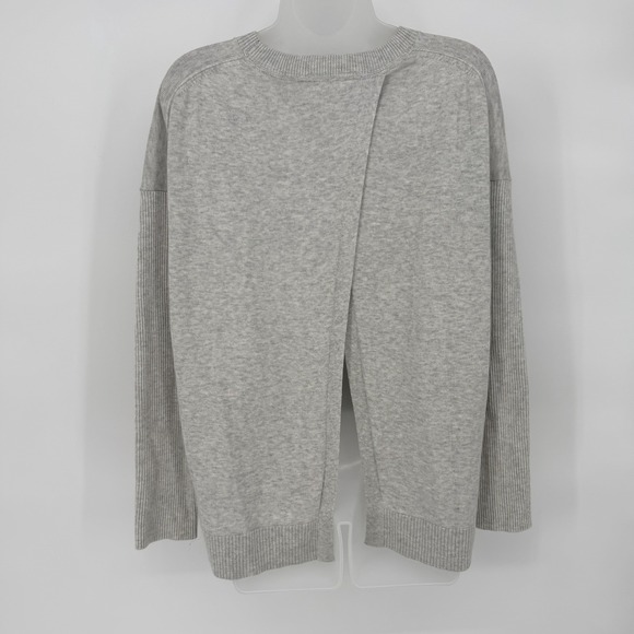 Athleta Sz M Gray Highland Crossback Crewneck Sweater Cotton Silk Blend Top‎ - Picture 3 of 9
